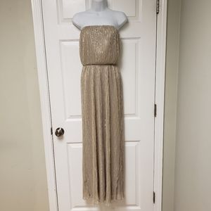 The Limited, Gold, Taupe, Small, Pleated, Strapless, Backless, Formal